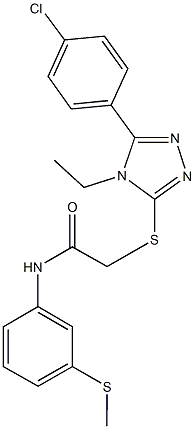 2-{[5-(4-chlorophenyl)-4-ethyl-4H-1,2,4-triazol-3-yl]sulfanyl}-N-[3-(methylsulfanyl)phenyl]acetamide 结构式