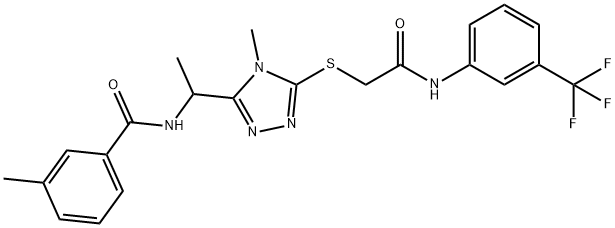 3-methyl-N-{1-[4-methyl-5-({2-oxo-2-[3-(trifluoromethyl)anilino]ethyl}sulfanyl)-4H-1,2,4-triazol-3-yl]ethyl}benzamide 结构式