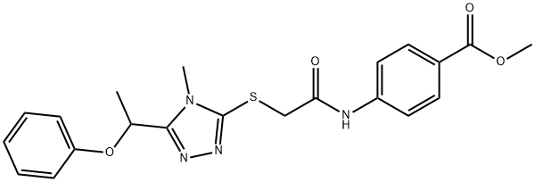 methyl 4-[({[4-methyl-5-(1-phenoxyethyl)-4H-1,2,4-triazol-3-yl]sulfanyl}acetyl)amino]benzoate 结构式