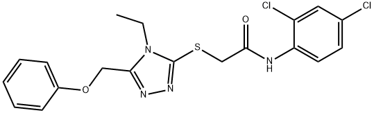 N-(2,4-dichlorophenyl)-2-{[4-ethyl-5-(phenoxymethyl)-4H-1,2,4-triazol-3-yl]sulfanyl}acetamide 结构式