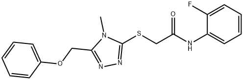 N-(2-fluorophenyl)-2-{[4-methyl-5-(phenoxymethyl)-4H-1,2,4-triazol-3-yl]sulfanyl}acetamide 结构式