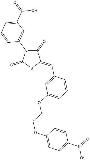 3-{5-[3-(2-{4-nitrophenoxy}ethoxy)benzylidene]-4-oxo-2-thioxo-1,3-thiazolidin-3-yl}benzoic acid 结构式