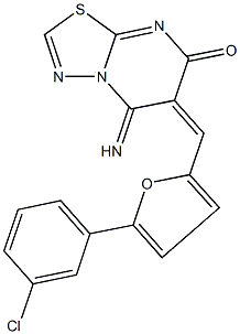 6-{[5-(3-chlorophenyl)-2-furyl]methylene}-5-imino-5,6-dihydro-7H-[1,3,4]thiadiazolo[3,2-a]pyrimidin-7-one 结构式