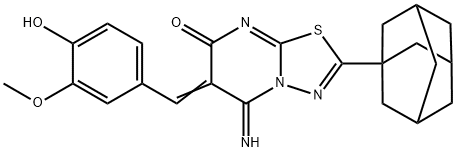 2-(1-adamantyl)-6-(4-hydroxy-3-methoxybenzylidene)-5-imino-5,6-dihydro-7H-[1,3,4]thiadiazolo[3,2-a]pyrimidin-7-one 结构式