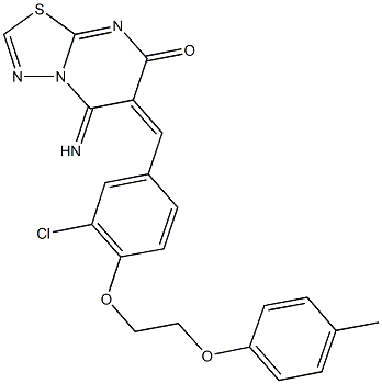 6-{3-chloro-4-[2-(4-methylphenoxy)ethoxy]benzylidene}-5-imino-5,6-dihydro-7H-[1,3,4]thiadiazolo[3,2-a]pyrimidin-7-one 结构式