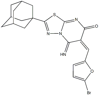 2-(1-adamantyl)-6-[(5-bromo-2-furyl)methylene]-5-imino-5,6-dihydro-7H-[1,3,4]thiadiazolo[3,2-a]pyrimidin-7-one 结构式