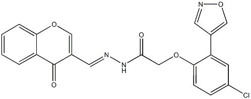 2-[4-chloro-2-(4-isoxazolyl)phenoxy]-N'-[(4-oxo-4H-chromen-3-yl)methylene]acetohydrazide 结构式