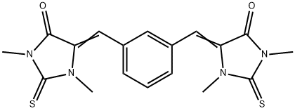 5-{3-[(1,3-dimethyl-5-oxo-2-thioxo-4-imidazolidinylidene)methyl]benzylidene}-1,3-dimethyl-2-thioxo-4-imidazolidinone 结构式