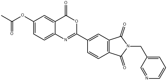 2-[1,3-dioxo-2-(3-pyridinylmethyl)-2,3-dihydro-1H-isoindol-5-yl]-4-oxo-4H-3,1-benzoxazin-6-yl acetate 结构式