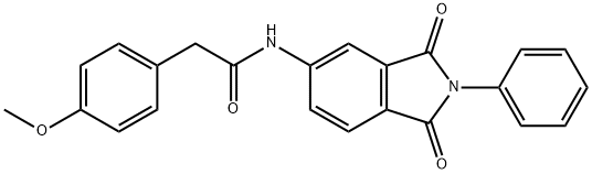 N-(1,3-dioxo-2-phenyl-2,3-dihydro-1H-isoindol-5-yl)-2-(4-methoxyphenyl)acetamide 结构式