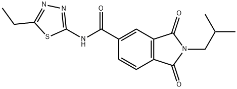N-(5-ethyl-1,3,4-thiadiazol-2-yl)-2-isobutyl-1,3-dioxo-5-isoindolinecarboxamide 结构式