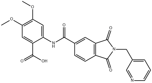 2-({[1,3-dioxo-2-(3-pyridinylmethyl)-2,3-dihydro-1H-isoindol-5-yl]carbonyl}amino)-4,5-dimethoxybenzoic acid 结构式