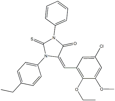 5-(5-chloro-2-ethoxy-3-methoxybenzylidene)-1-(4-ethylphenyl)-3-phenyl-2-thioxo-4-imidazolidinone 结构式