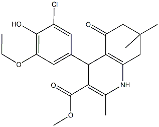 methyl 4-(3-chloro-5-ethoxy-4-hydroxyphenyl)-2,7,7-trimethyl-5-oxo-1,4,5,6,7,8-hexahydro-3-quinolinecarboxylate 结构式