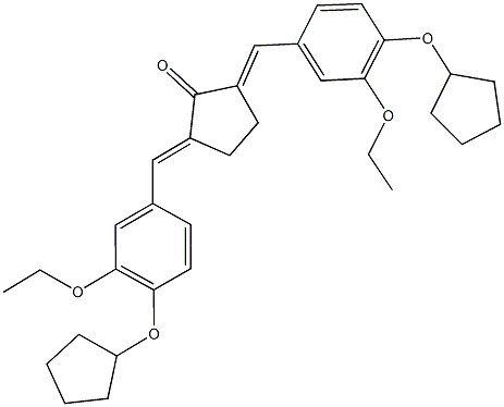 2,5-bis[4-(cyclopentyloxy)-3-ethoxybenzylidene]cyclopentanone 结构式