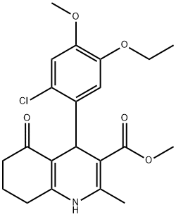 methyl 4-(2-chloro-5-ethoxy-4-methoxyphenyl)-2-methyl-5-oxo-1,4,5,6,7,8-hexahydro-3-quinolinecarboxylate 结构式