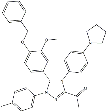 1-{5-[4-(benzyloxy)-3-methoxyphenyl]-1-(4-methylphenyl)-4-[4-(1-pyrrolidinyl)phenyl]-4,5-dihydro-1H-1,2,4-triazol-3-yl}ethanone 结构式