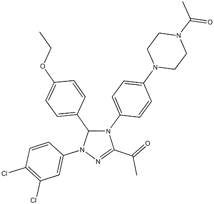 1-[4-[4-(4-acetyl-1-piperazinyl)phenyl]-1-(3,4-dichlorophenyl)-5-(4-ethoxyphenyl)-4,5-dihydro-1H-1,2,4-triazol-3-yl]ethanone 结构式