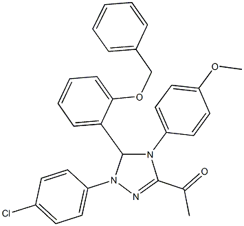 1-[5-[2-(benzyloxy)phenyl]-1-(4-chlorophenyl)-4-(4-methoxyphenyl)-4,5-dihydro-1H-1,2,4-triazol-3-yl]ethanone 结构式