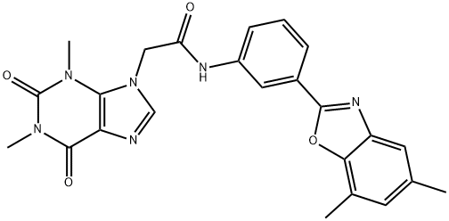 N-[3-(5,7-dimethyl-1,3-benzoxazol-2-yl)phenyl]-2-(1,3-dimethyl-2,6-dioxo-1,2,3,6-tetrahydro-9H-purin-9-yl)acetamide 结构式