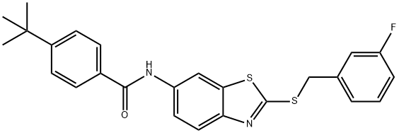 4-tert-butyl-N-{2-[(3-fluorobenzyl)sulfanyl]-1,3-benzothiazol-6-yl}benzamide 结构式