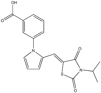 3-{2-[(3-isopropyl-2,4-dioxo-1,3-thiazolidin-5-ylidene)methyl]-1H-pyrrol-1-yl}benzoic acid 结构式