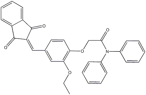 2-{4-[(1,3-dioxo-1,3-dihydro-2H-inden-2-ylidene)methyl]-2-ethoxyphenoxy}-N,N-diphenylacetamide 结构式