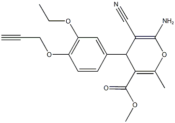 methyl 6-amino-5-cyano-4-[3-ethoxy-4-(2-propynyloxy)phenyl]-2-methyl-4H-pyran-3-carboxylate 结构式