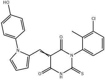1-(3-chloro-2-methylphenyl)-5-{[1-(4-hydroxyphenyl)-1H-pyrrol-2-yl]methylene}-2-thioxodihydro-4,6(1H,5H)-pyrimidinedione 结构式