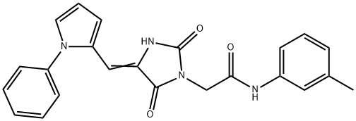 2-{2,5-dioxo-4-[(1-phenyl-1H-pyrrol-2-yl)methylene]-1-imidazolidinyl}-N-(3-methylphenyl)acetamide 结构式