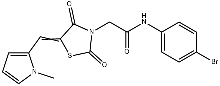 N-(4-bromophenyl)-2-{5-[(1-methyl-1H-pyrrol-2-yl)methylene]-2,4-dioxo-1,3-thiazolidin-3-yl}acetamide 结构式
