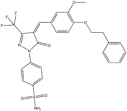 4-[4-[3-methoxy-4-(2-phenylethoxy)benzylidene]-5-oxo-3-(trifluoromethyl)-4,5-dihydro-1H-pyrazol-1-yl]benzenesulfonamide 结构式