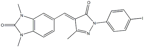 5-{[1-(4-iodophenyl)-3-methyl-5-oxo-1,5-dihydro-4H-pyrazol-4-ylidene]methyl}-1,3-dimethyl-1,3-dihydro-2H-benzimidazol-2-one 结构式