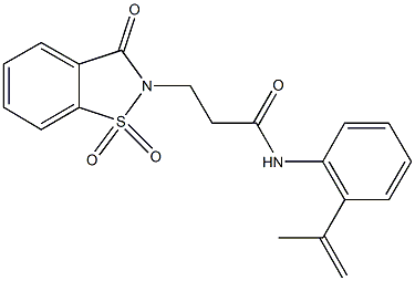 3-(1,1-dioxido-3-oxo-1,2-benzisothiazol-2(3H)-yl)-N-(2-isopropenylphenyl)propanamide 结构式