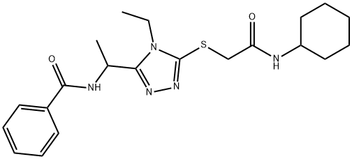 N-[1-(5-{[2-(cyclohexylamino)-2-oxoethyl]sulfanyl}-4-ethyl-4H-1,2,4-triazol-3-yl)ethyl]benzamide 结构式