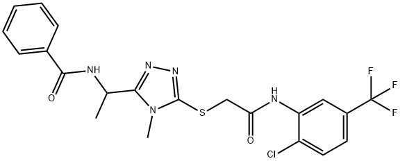 N-{1-[5-({2-[2-chloro-5-(trifluoromethyl)anilino]-2-oxoethyl}sulfanyl)-4-methyl-4H-1,2,4-triazol-3-yl]ethyl}benzamide 结构式