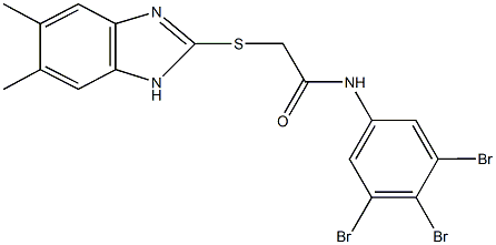 2-[(5,6-dimethyl-1H-benzimidazol-2-yl)sulfanyl]-N-(3,4,5-tribromophenyl)acetamide 结构式