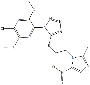 1-(4-chloro-2,5-dimethoxyphenyl)-5-[(2-{5-nitro-2-methyl-1H-imidazol-1-yl}ethyl)sulfanyl]-1H-tetraazole 结构式