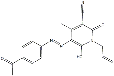 5-[(4-acetylphenyl)diazenyl]-1-allyl-6-hydroxy-4-methyl-2-oxo-1,2-dihydropyridine-3-carbonitrile 结构式