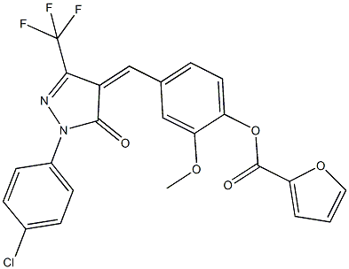 4-{[1-(4-chlorophenyl)-5-oxo-3-(trifluoromethyl)-1,5-dihydro-4H-pyrazol-4-ylidene]methyl}-2-methoxyphenyl 2-furoate 结构式