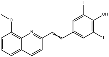 2,6-diiodo-4-[2-(8-methoxyquinolin-2-yl)vinyl]phenol 结构式