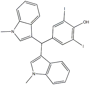 4-[bis(1-methyl-1H-indol-3-yl)methyl]-2,6-diiodophenol 结构式