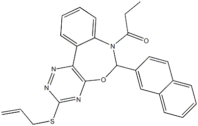 allyl 6-(2-naphthyl)-7-propionyl-6,7-dihydro[1,2,4]triazino[5,6-d][3,1]benzoxazepin-3-yl sulfide 结构式