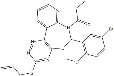 3-(allylsulfanyl)-6-(5-bromo-2-methoxyphenyl)-7-propionyl-6,7-dihydro[1,2,4]triazino[5,6-d][3,1]benzoxazepine 结构式