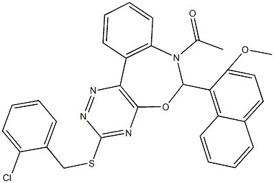 1-{7-acetyl-3-[(2-chlorobenzyl)sulfanyl]-6,7-dihydro[1,2,4]triazino[5,6-d][3,1]benzoxazepin-6-yl}-2-naphthyl methyl ether 结构式