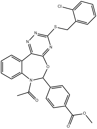 methyl 4-{7-acetyl-3-[(2-chlorobenzyl)sulfanyl]-6,7-dihydro[1,2,4]triazino[5,6-d][3,1]benzoxazepin-6-yl}benzoate 结构式