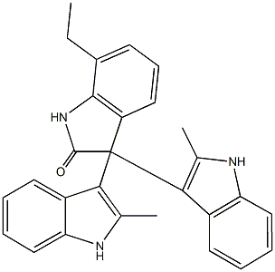 7-ethyl-3,3-bis(2-methyl-1H-indol-3-yl)-1,3-dihydro-2H-indol-2-one 结构式