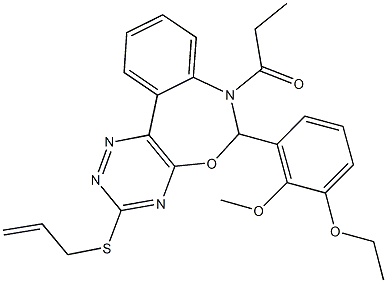 3-(allylsulfanyl)-6-(3-ethoxy-2-methoxyphenyl)-7-propionyl-6,7-dihydro[1,2,4]triazino[5,6-d][3,1]benzoxazepine 结构式