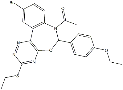 7-acetyl-10-bromo-6-(4-ethoxyphenyl)-3-(ethylsulfanyl)-6,7-dihydro[1,2,4]triazino[5,6-d][3,1]benzoxazepine 结构式