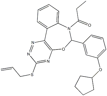 3-(allylsulfanyl)-6-[3-(cyclopentyloxy)phenyl]-7-propionyl-6,7-dihydro[1,2,4]triazino[5,6-d][3,1]benzoxazepine 结构式